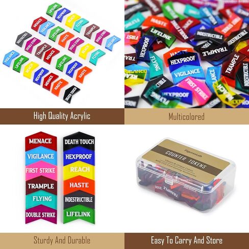 60Pcs MTG Counters/Keyword Counters for Magic The Gathering, Colorful Coded MTG Tokens, Improved Gameplay with This Great Magic The Gathering Gift/MTG Gift in Kuwait