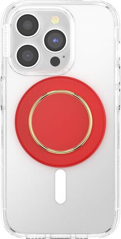 مقبض هاتف دائري من PopSockets متوافق مع MagSafe، يتضمن حلقة محول، حامل هاتف، متوافق مع الشحن اللاسلكي - Basic Rosso in Saudi Arabia