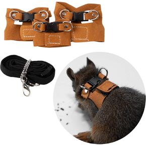 3Pcs Rat Harness and Leash, Small Animal Training Walking Vest Leash Adjustable Traction Rope Strap for Squirrel Gerbil Chinchilla Rat (Brown)