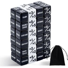 48 Pieces Abilities Keywords Counter Dice,MTG Life Counter 1/+1,Creature Stats Buff Tokens Dice,MTG Dice Set for MTG, TCG, Card Games Accessories
