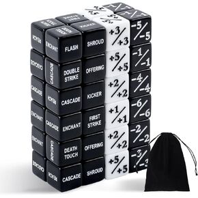 48 Pieces MTG Dice Counters,Abilities Keywords Counter Dice,MTG Life Counter 1/+1,Creature Stats Buff Tokens Dice,MTG Dice Set for MTG, TCG, Card Games Accessories