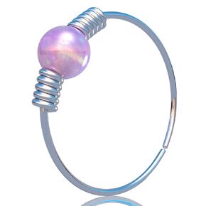 Tiny Silver Nose Piericng Hoop - Thin Hypoallergenic 7mm Nose Ring with a 2mm Pink opal - Handmade 925 Sterling Silver 24 Gauge Nose Hoop Jewelry
