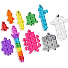 Hand2mind Numberblocks Poppers Sensory Bubble ، ودفع ألعاب البوب ​​المملوءة ، وسلاسل المفاتيح للأطفال ، وألعاب العد ، والتلاعب بالرياضيات ، والأدوات الحركية الدقيقة ، وتهدئة الإمدادات الزاوية ، ومرحلة ما قبل المدرسة ،