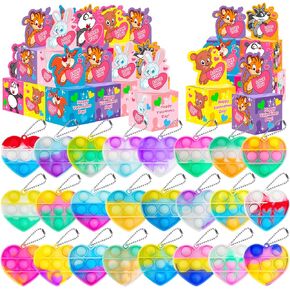24 Pack Valentines Day Gifts for Kids Pop Popge Toy Party Form
