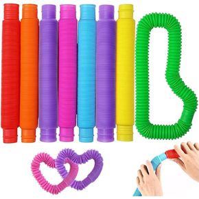 Vanblue Large 8 Pcs Pop Tubes Sensory Toys Fidget Tubes Party Favors with Autism Classroom Prizes Gifts Easter Basket Stuffers Anxiety Stress Relief Toys for Kids Adults