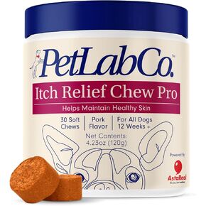 Petlab Co. Itch Relief Chew Pro للكلاب - أوميغا 3 للكلاب المكملات - معبأة بالأحماض الدهنية المفيدة للبشرة الصحية - دعم الحساسية الموسمية