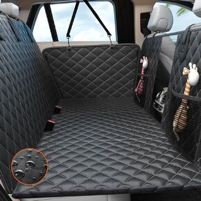 Back Seat Extender for Dogs Hard Bottom Holds 400lbs, Sturdy Dog Car Seat Cover for Back Seat, Waterproof and Non-Slip Pets Backseat Protector with Mesh Window and Storage Pocket for Car SUV