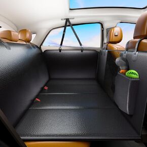 Back Seat Extender for Dogs, PU Leather Dog Car Seat Cover for Back Seat, Scratch-Proof, Waterproof, Hard Bottom Back Seat Pet Cover Holds 400lbs, Dog Hammock for Car, SUV