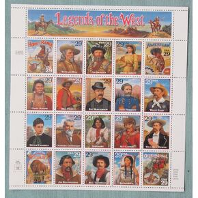 Legends of the West Complete Pane of Twenty 29 Cent Stamps Scott 2869 By USPS