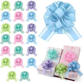 WILLBOND 20 Pieces Pull Bows Gift Wrapping Ribbon Pull Bows for Christmas Wedding Baskets Valentine's Day Multicolor Wrap Accessory for Gift Present Holiday Decor(Bright Colors)