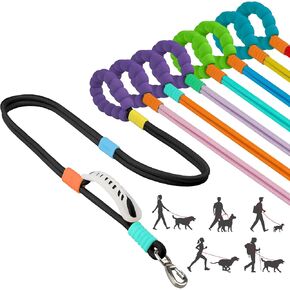 8FT Heavy Duty Dog Leash, Thickened for Medium & Large Dogs - 2 Comfortable Traffic/Padded Handles, Hands-Free Hip, Waist, Crossbody Design, Extended Reach for Training Dogs, Walking, Running