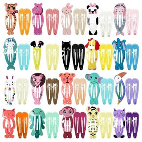 60 Pcs Hair Clips for Girls,Cute Cartoon Animal Shaped Children's Hair Accessories with Elastic Non Slip Metal Hair Bows(Snap Barrettes for Kids Teens Women)