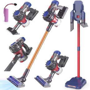 Kids Vacuum Toys with Rechargable Battery + Storage Stander, Toddler Vacuum Cleaner Set with Working Suction for Realistic Pretend Play Housekeeping Cleaning Toys for Kids Aged 3+