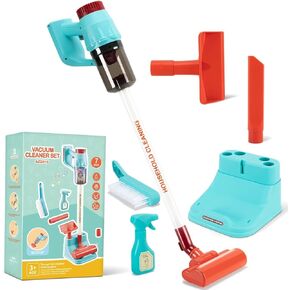 Kids Vacuum Cleaning Toy Set, Kids Vacuum That Really Works with Real Suction Light & Sounds Effects, Durable and Rechargeable Toy Vacuum Toddler Cleaning Set as Gifts for Children Age 3+
