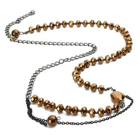 Dama Stile BKZ11 Belly Chain Bronze Firepolish Beaded, Adjustable Body Accessory for Women and Girls