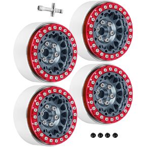 RC 1.9 عجلات Beadlock for 1/10 RC Crawler TRX4 AXIA1 SCX10 SCX10 III ، Aluminium Aluminium 1.9 RC Beadlock Rims 1.9 RC عجلات ، 4pcs ، التيتانيوم