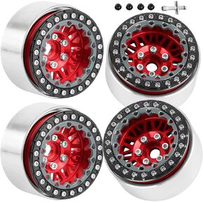 RC 1.9" Beadlock Wheels 1.9 Beadlock Rims for 1/10 SCX10 90046 AX103007 TRX4 TRX6 Gen7 8 D90 VS4-10 MST CFX RC Crawler,Alloy Aluminium 1.9 rc Wheels 1.9 rc Rims w/Wheels Ring,Navy Blue