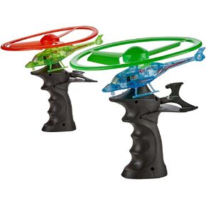 Kicko Flying Light-Up Toy - 2 Pack Ripcord Helicopter for Night Glow, Outdoor Playtime, Novelty, Rocket Flyer, Party Favor and Supply