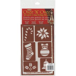 Armour Products Over N Over Glass Etching Stencil, 5-Inch by 8-Inch, Christmas