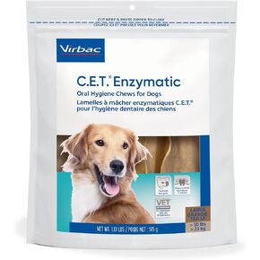C.E.T. Enzymatic Oral Hygiene Chews for Dogs - Plaque & Tartar Control - Single Layer Beefhide with Exclusive Dual-Enzyme System & Tasty Chicken Flavor - Easy to Give Dog Dental Chew