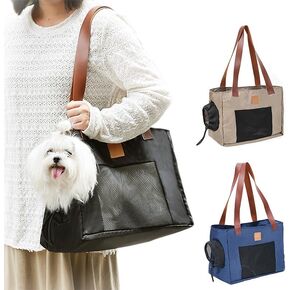 Small Dog Carrier Bag, Soft-Sided Pet Carrier for Cats and Small Dogs, Portable Cat Carrier with Safety Leash, Breathable Mesh Design, Lightweight Tote with Enhanced Bottom Support (Black)