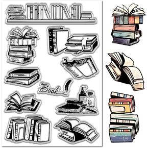 CRASPIRE Book Clear Stamps Retro Reusable Transparent Silicone Stamp Seals for Journaling Card Making Decor DIY Scrapbooking Photo Album Decorative Stamp Sheets