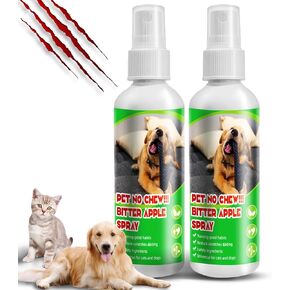 2 Pack Bitter Spray for Dogs to Stop Chewing - No Chew Deterrent Spray with Natural Formula, Safe for Puppies & Cats, Alcohol-Free Anti Chew Training Aid, Protects Furniture, Carpet & Plants