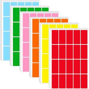 720 PCS Colored Labels Rectangular Fluorescent Color Coded Stickers, Colored Labels Stickers Small Labels Rectangular Colored Stickers for Inventory Home Organize Offices Labeling Marking