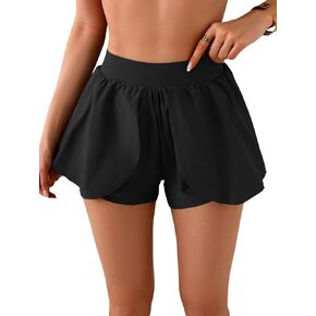 Eomenie Swim Shorts for Women Tummy Control Boy Shorts High Waisted Flowy Bathing Suit Bottom with Built-in Panty