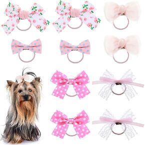 10pcs sakura pink dog bow ، القوس الكلب ، مقاطع شعر الكلب ، إكسسوارات شعر الكلب ، أقواس الكلب الصغيرة الحجم لتربية الحيوانات الأليفة ، أقواس البوليستر المصنوعة يدويًا للجرو والكلاب الصغيرة