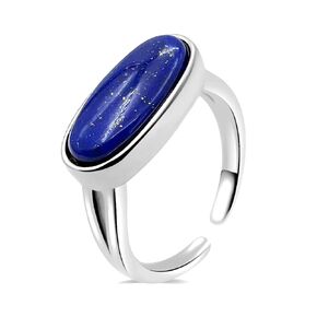 Lapis Lazuli Ring, Blue Gemstone Oval Rings Lapis Lazuli Jewelry, Silver Rings for Women, Handmade Minimalist Jewelry (lapis-lazuli)