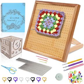 RYR 13" Crochet Blocking Board Kit with 50 Pegs Durable and Easy to Use Complete Set for Blocking and Shaping Crochet Projects Perfect for Granny Squares and All Crochet Creations Ideal for Crafters.
