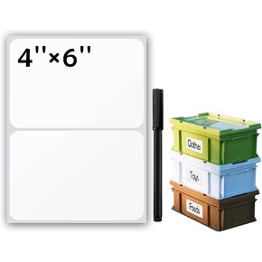 100Pcs Large Black Labels for Storage Bins,6x4 Inch Removable Labels,Large Labels for Blank Box,Strong Adhesive Tear Resistant No Residue Blank Labels(Black)