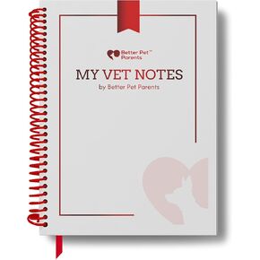 My Vet Notes - The All-in-One Pet Health Tracker Journal, Perfect for Veterinarian & Pet Owners for Taking Pet Habits & Appointment Notes - 90 Daily Journal Entries, White and Red