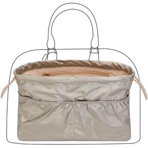 Large Handbags Purse Dividers Organizer with Cup Holder Inner Bag Insert for Tote Savvy Bag (Beige, Medium)
