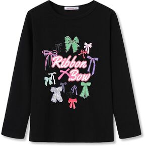 Girls Long Sleeve T-Shirt - Soft Tops Purple Star Dog Graphic Tee Size 6-14