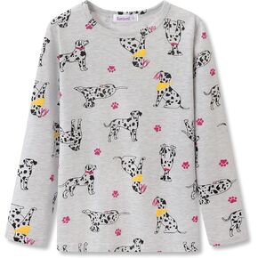 Girls Long Sleeve T-Shirt - Soft Tops Purple Star Dog Graphic Tee Size 6-14 in Saudi Arabia