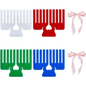 UNICRAFTALE 4Pcs Bow Maker Tool 4 Colors Acrylic Bow Maker Comb Bowknot Knitting Tools Hair Bow Making Tool Handmade Craft Tool for Creating Bows Wrist Corsages Gift Home Decorations