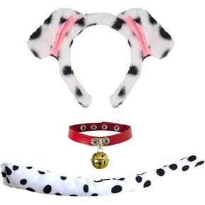 Dalmatian Costume Dalmatian Ears Headband Tail Dog Dalmatian Costume for Women Puppy Dog Dress Up Party