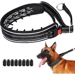 Mayerzon Martingale No Pull Dog Collar for Medium Large Dogs, Patented Hidden Adjustable Reflective Anti Pull Training Walking Collar with Buckle for Pitbull, German Shepherd, Rottweiler (L, Black)