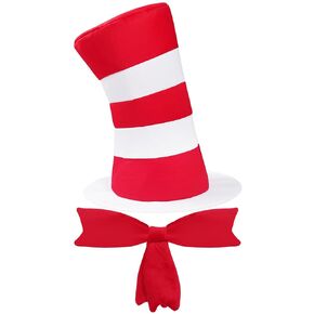 Red and White Striped Hat - Dr. Week Seuse Costume Accessory for Kids and Adults, Elastic Cat in the Het Inspired Hat for Reading Week, Halloween, and Cosplay (1Pcs)