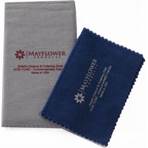 Polishing Cloth 2 Sizes Set: Large 11 x 14, Medium 8 x 6 In. All Cotton Made in USA for Cleaning Silver, Gold, Platinum Jewelry, Watch, Silverware. Non Toxic Tarnish Remover Keeps Jewelry Shining