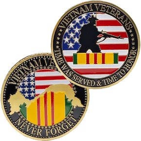US. Military Vietnam Veterans Never Forget Gold Plated Challenge Coin Thank You for Your Service Appreciation Coin Gift
