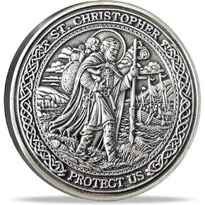 Saint Christopher Guardian Medallion: Divine Protector for Safe Travels — Christian Challenge Coin with Traveler's Prayer