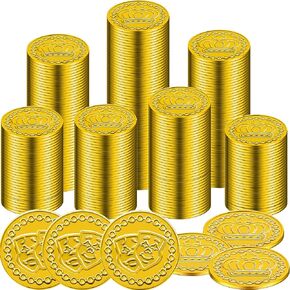 120 Pcs Mardi Gras Plastic Gold Coins Gold Plastic Coins for Mardi Gras Decorations Party Supplies Parade Throws Party Favors