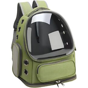 Cat Bubble Backpack,Breathable Cat Backpack Carrier Large Space Pet Travel Carrier for Kitty Small Dogs up to 15lbs,Transparent Cat Carrier for Hiking Camping Outdoor Travel (Green)