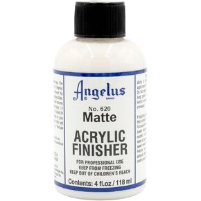 Angelus Matte Acrylic Finisher – Flexible Clear Coat for Leather Shoes, Bags, Jackets & Accessories, Matte Finish for Leather Craft & Restoration. No. 620-4 fl oz