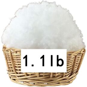 Cotton and Polyester Fiberfill Stuffing for Stuffed Animals, Crafts, Pillows, and Decorations - 1.1 lb Snow Fluff Batting (Bulk)