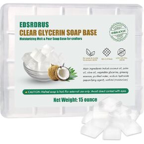 15 Ounces Glycerin Soap Base - Melt and Pour Soap Base for DIY Crafting, Easy to Cut, Vegan and Natural, Moisturizing and Gentle on Skin, Perfect for Soap Making Supplies (Transparent,15 Ounces)