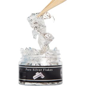 Edible Genuine Silver Leaf Flakes, 50mg Pure Silver Flakes for Skin Care Decorative Dishes,Genuine Silver Leaf for Cooking, Cakes & Chocolates, Decoration…